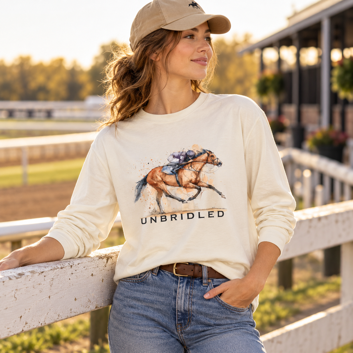 Unbridled Racehorse Long Sleeve Shirt – Comfort Colors Horse Racing Tee