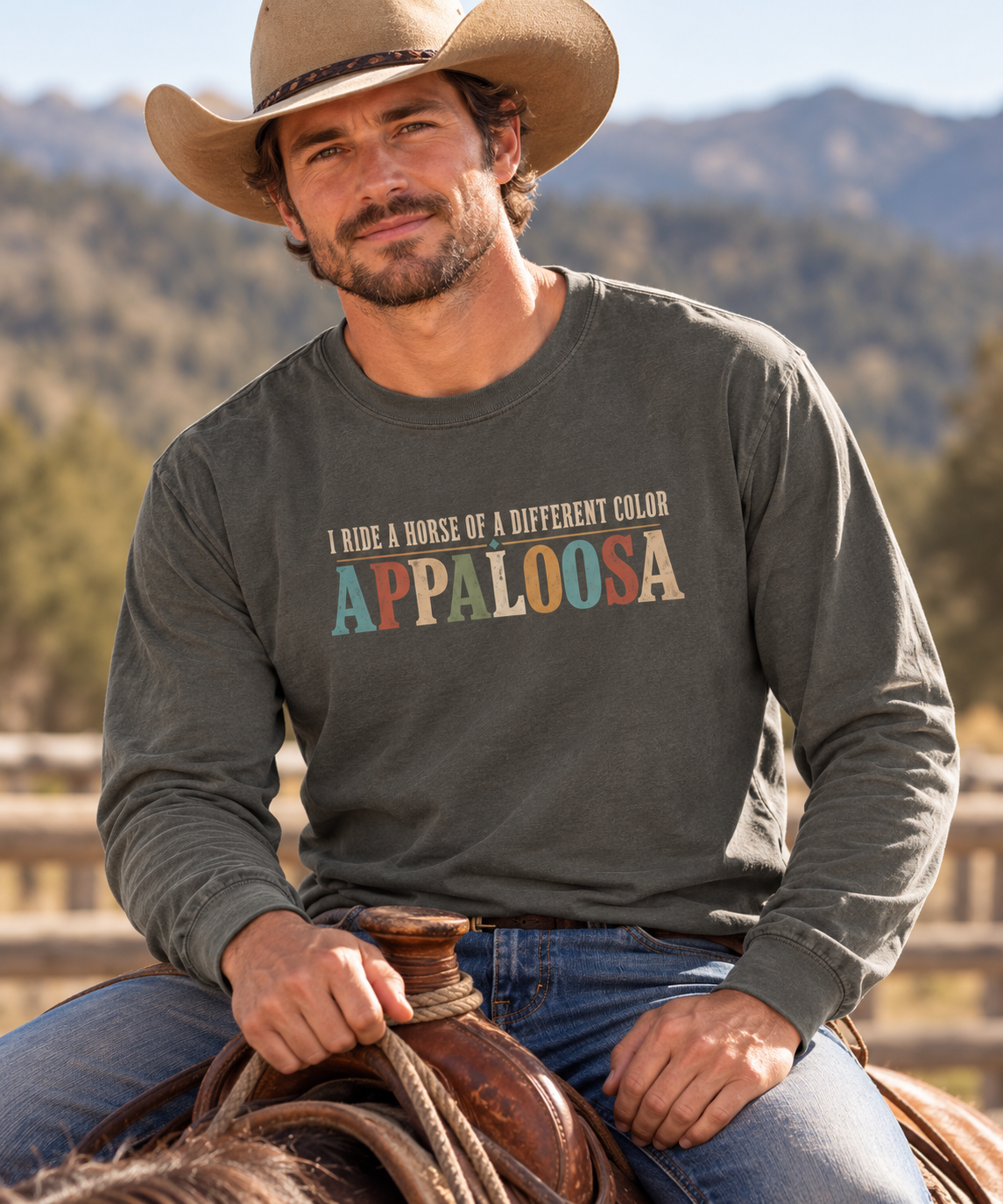 Appaloosa Horse Long Sleeve T-Shirt – Horse of a Different Color Comfort Colors Tee