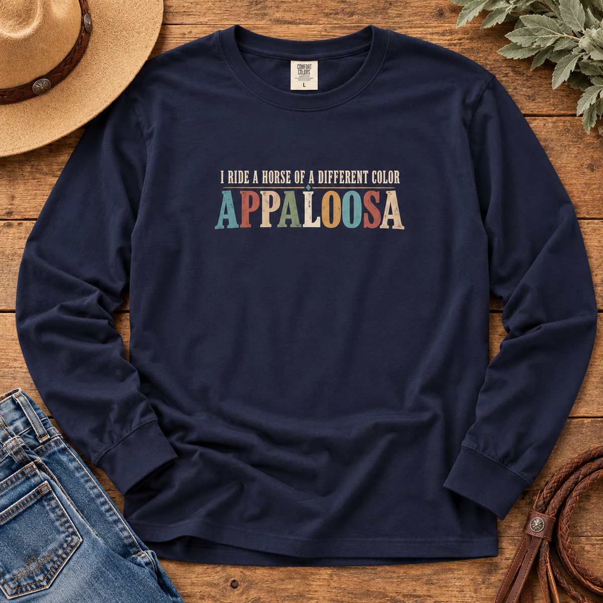Appaloosa Horse Long Sleeve T-Shirt – Horse of a Different Color Comfort Colors Tee