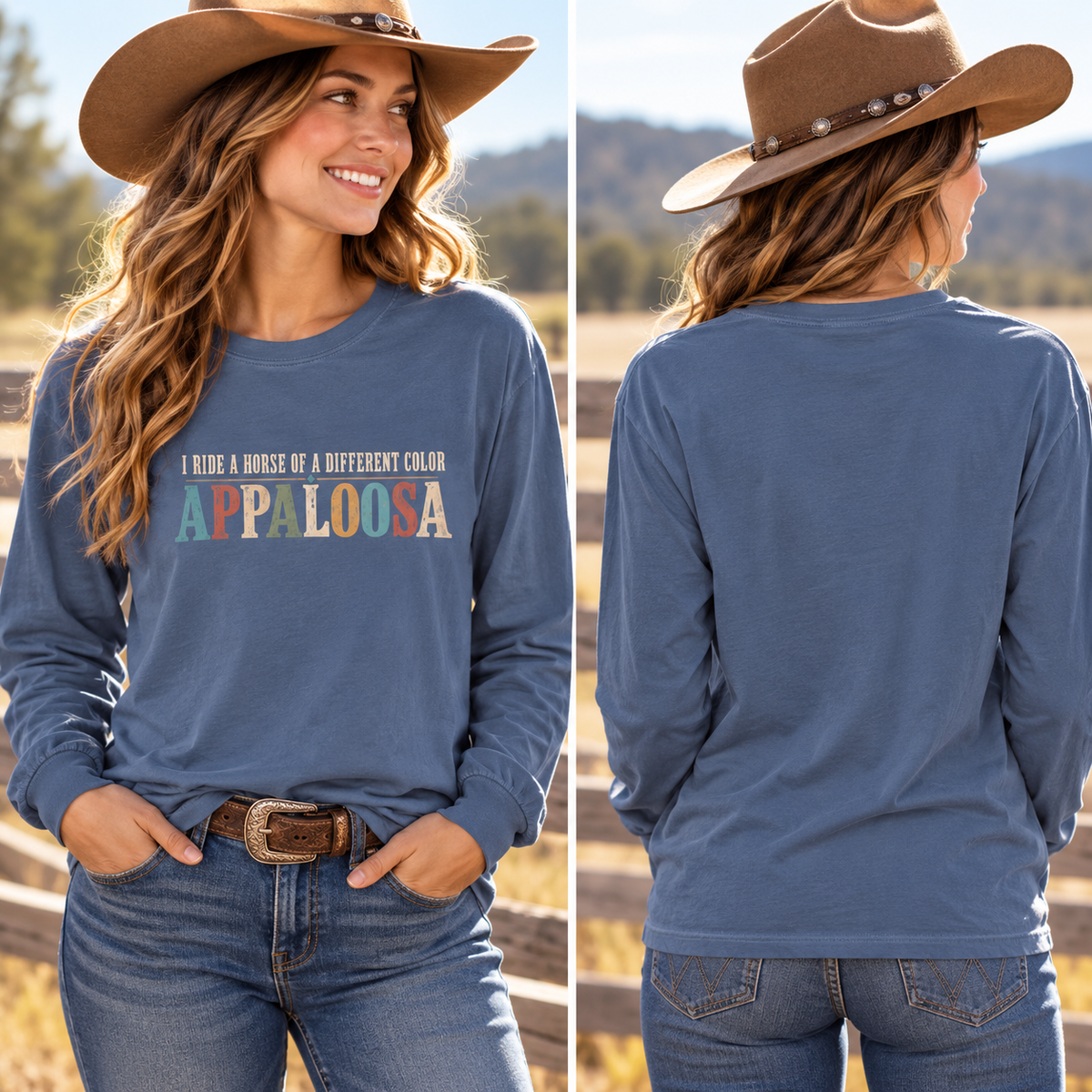Appaloosa Horse Long Sleeve T-Shirt – Horse of a Different Color Comfort Colors Tee