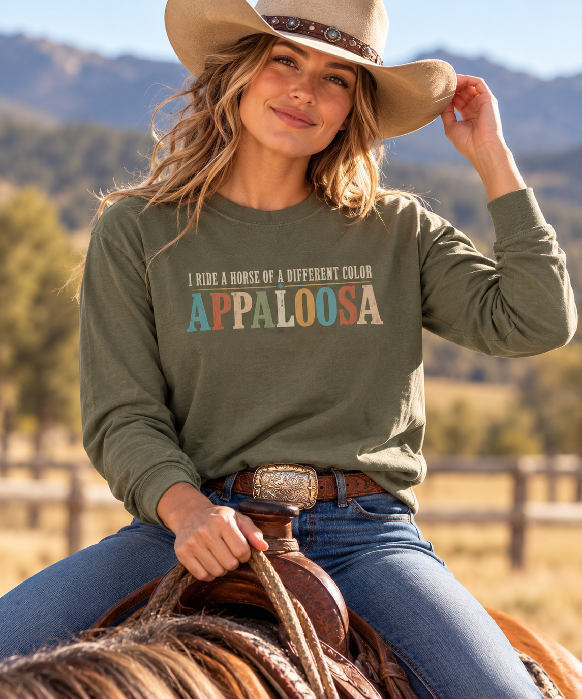 Appaloosa Horse Long Sleeve T-Shirt – Horse of a Different Color Comfort Colors Tee