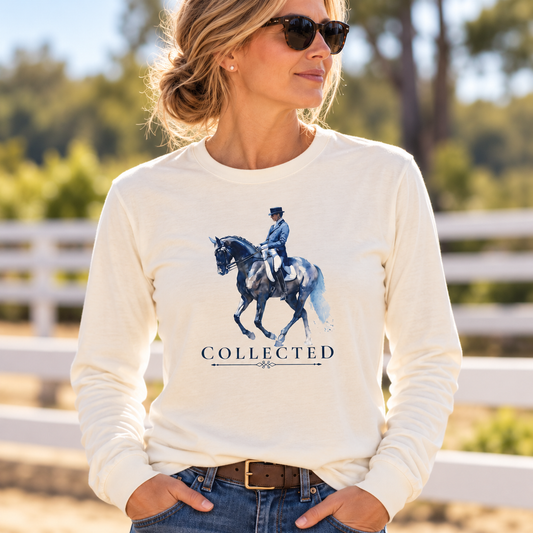 Dressage Horse Long Sleeve Shirt- Collected - Soft Barn Wear Equestrian Tee