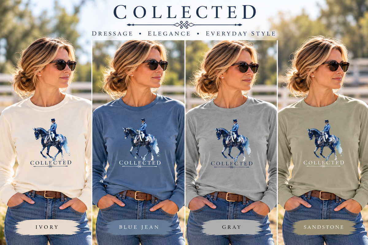 Dressage Horse Long Sleeve Shirt- Collected - Soft Barn Wear Equestrian Tee