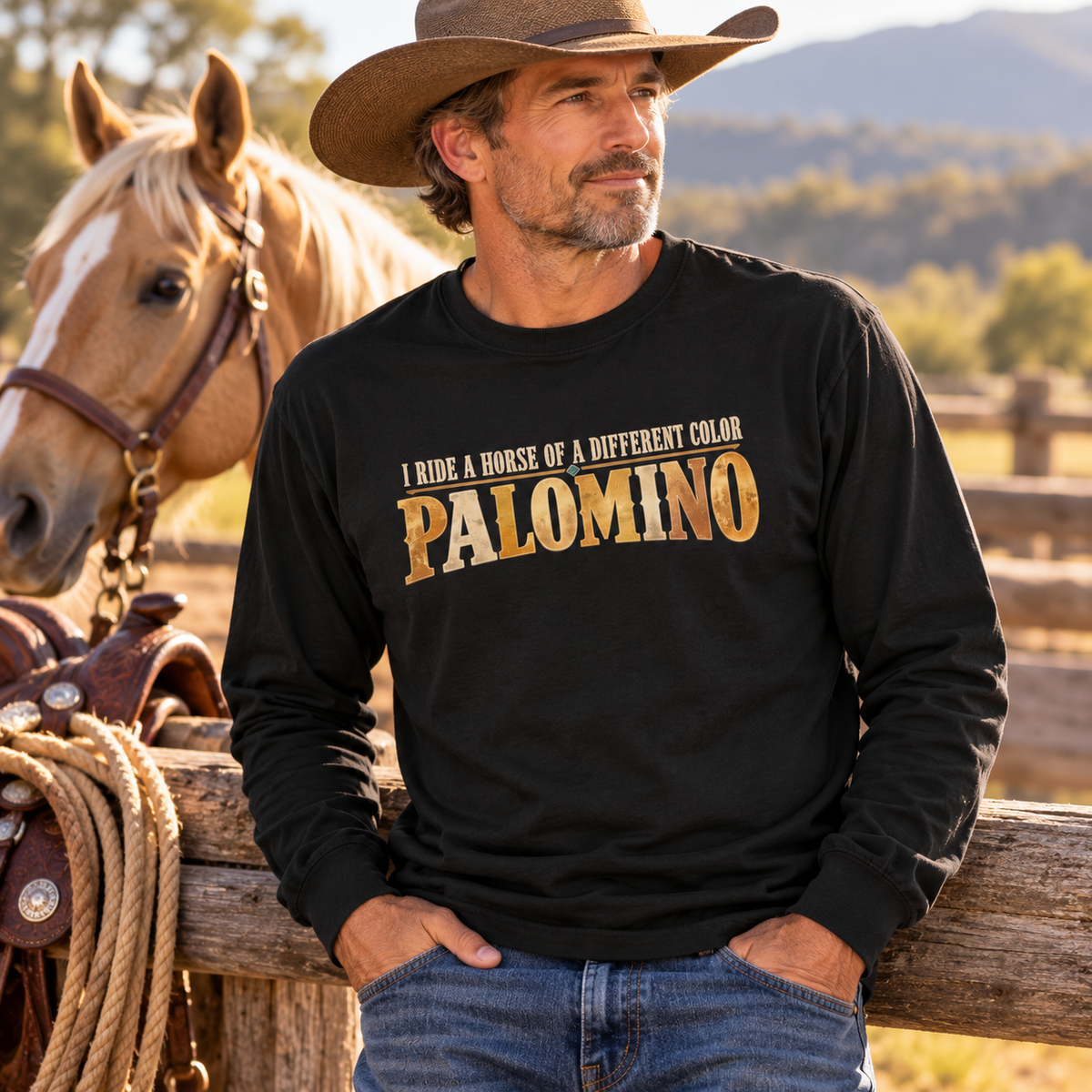 Palomino Horse Long Sleeve Shirt – I Ride a Horse of a Different Color | Comfort Colors