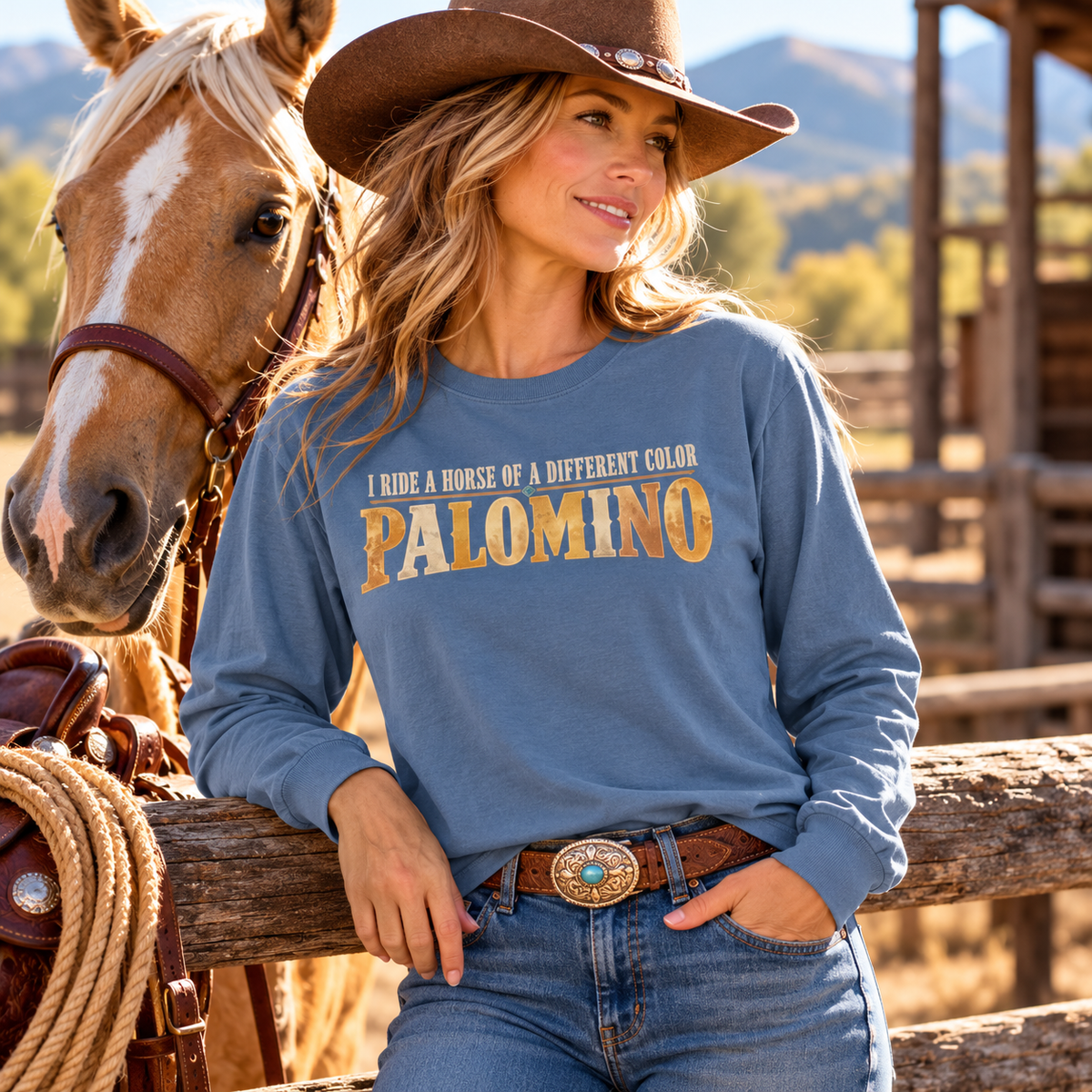 Palomino Horse Long Sleeve Shirt – I Ride a Horse of a Different Color | Comfort Colors