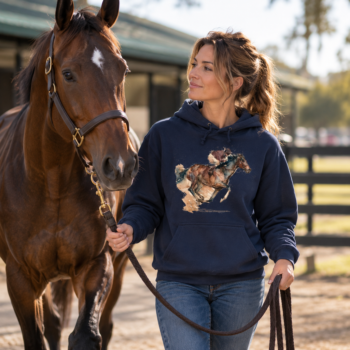 Watercolor Racehorse Hoodie – Horse Racing Sweatshirt