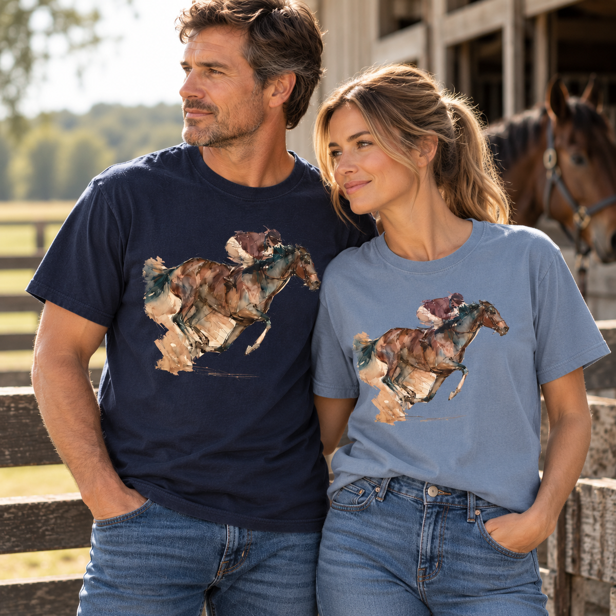 Watercolor Racehorse T-shirt- Horse Racing Comfort Colors