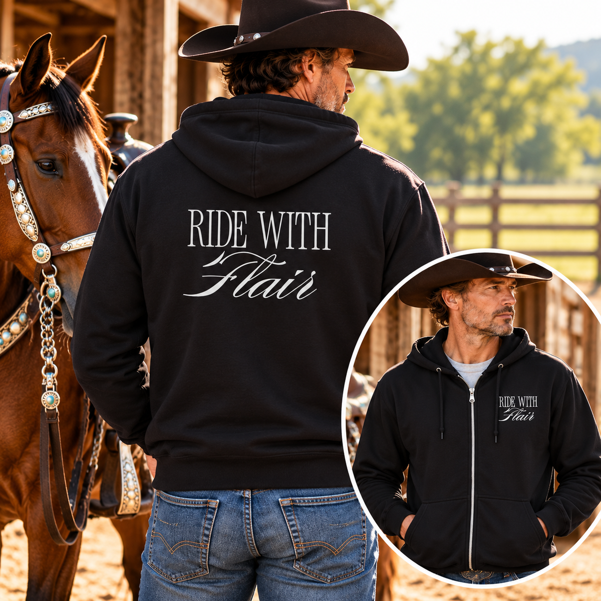 Ride With Flair Full-Zip Horse Hoodie – Equestrian Sweatshirt
