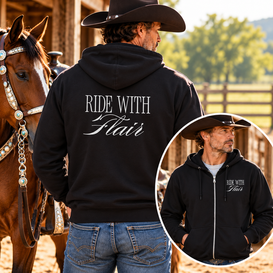 Ride With Flair Full-Zip Horse Hoodie – Equestrian Sweatshirt