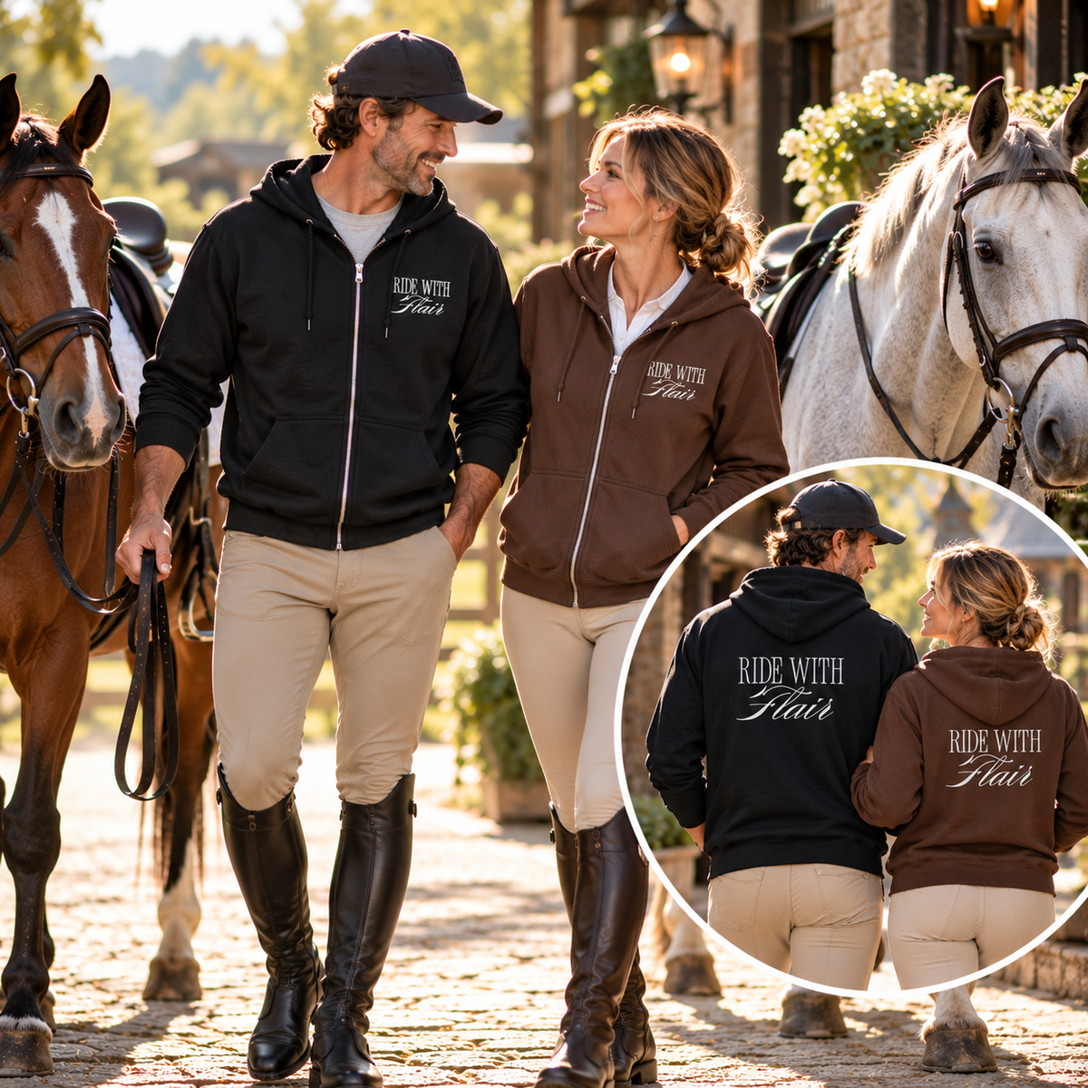 Ride With Flair Full-Zip Horse Hoodie – Equestrian Sweatshirt