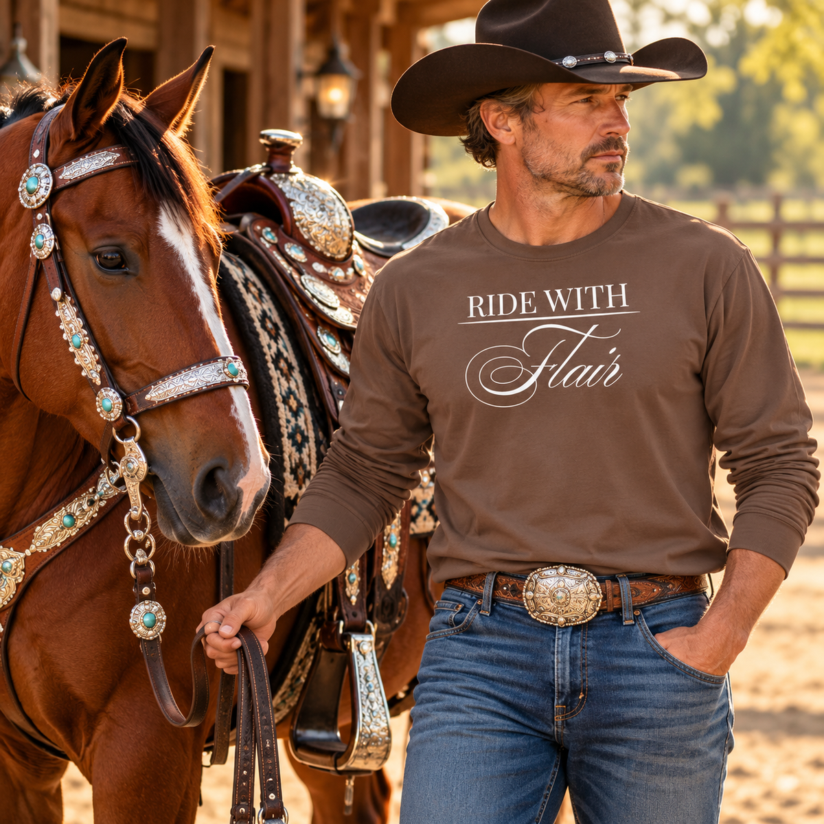Ride With Flair Comfort Colors Long Sleeve