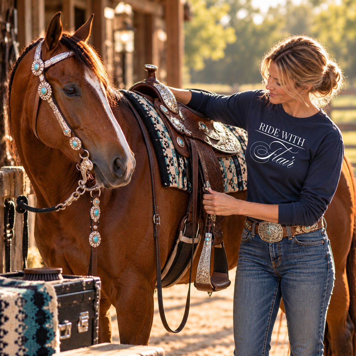 Ride With Flair Comfort Colors Long Sleeve