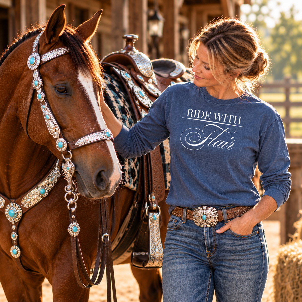 Ride With Flair Comfort Colors Long Sleeve