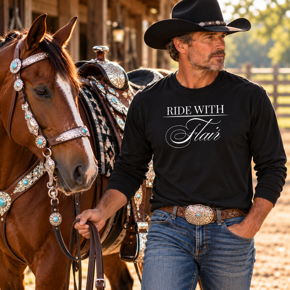 Ride With Flair Comfort Colors Long Sleeve