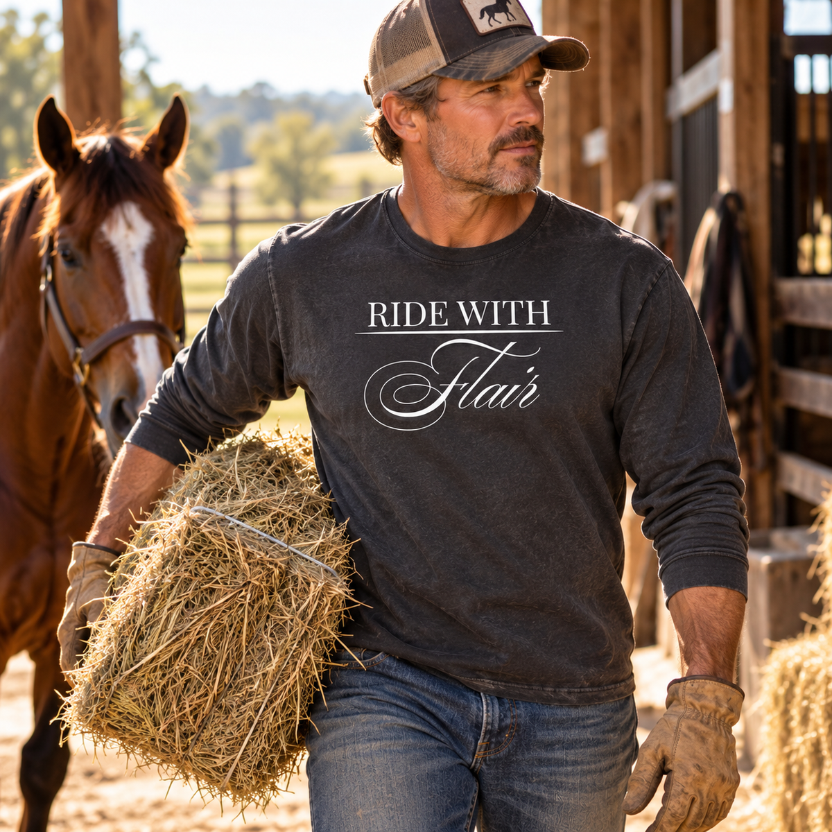 Ride With Flair Comfort Colors Long Sleeve