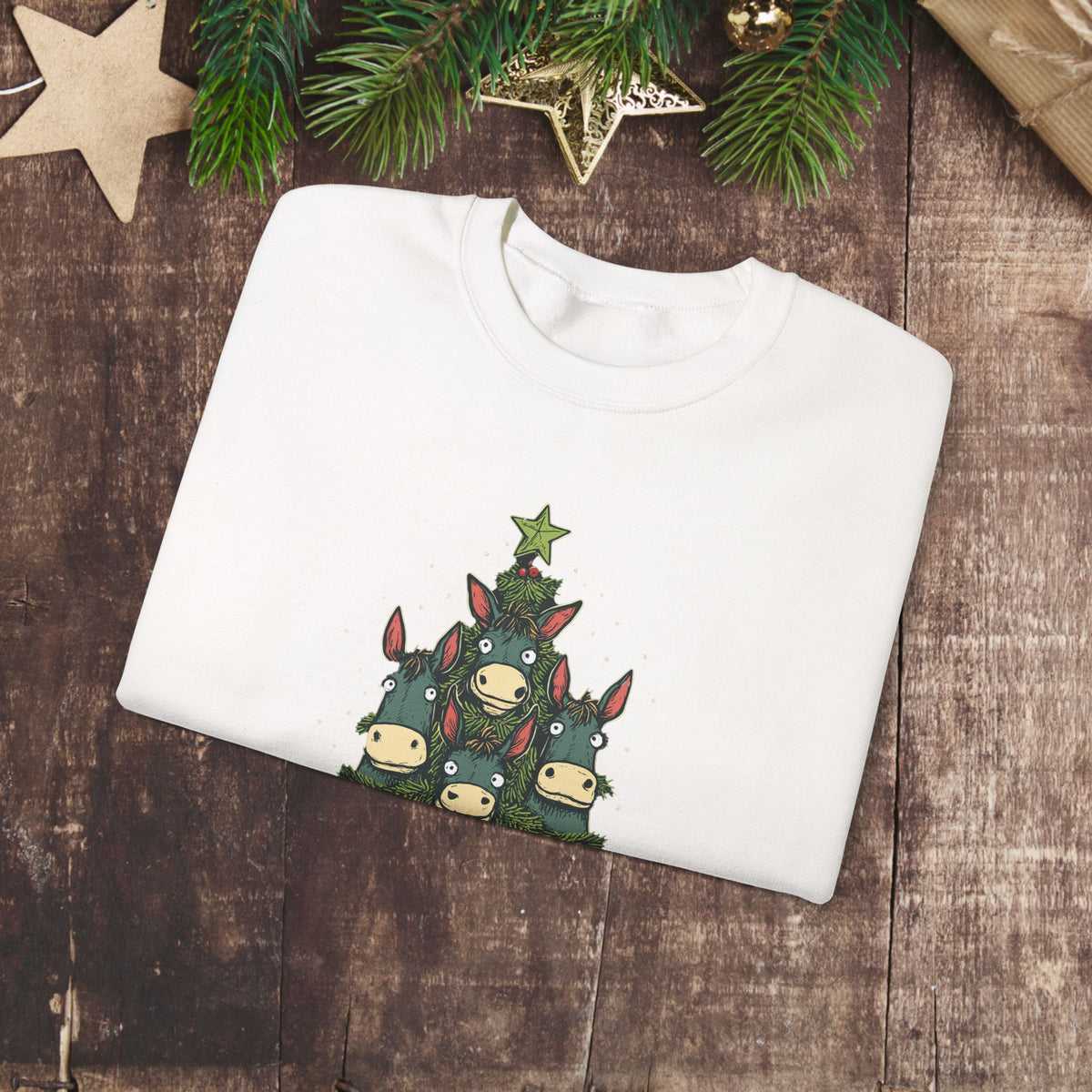 Happy Mule-Tide Christmas Sweatshirt – Funny Mule Christmas Tree Crewneck