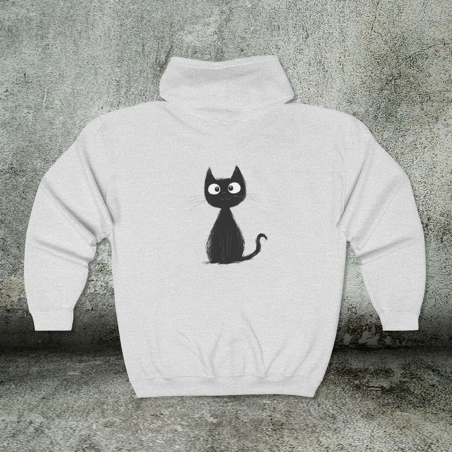 Cute Whimsical Black Cat Sweatshirt Jacket, Full Zip Hoodie, Cat Gift