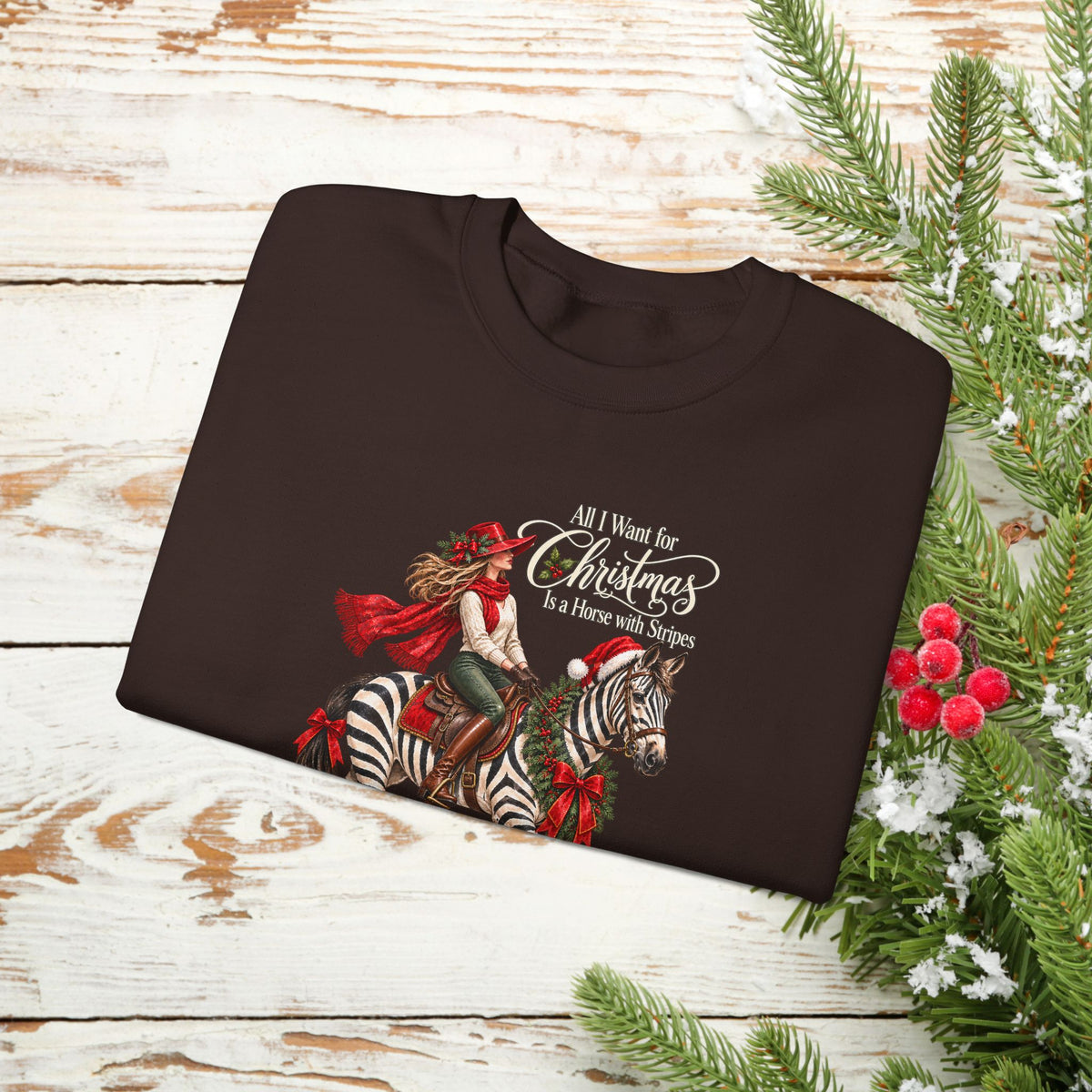 All I Want for Christmas Horse Sweatshirt – Funny Zebra Lover Gift