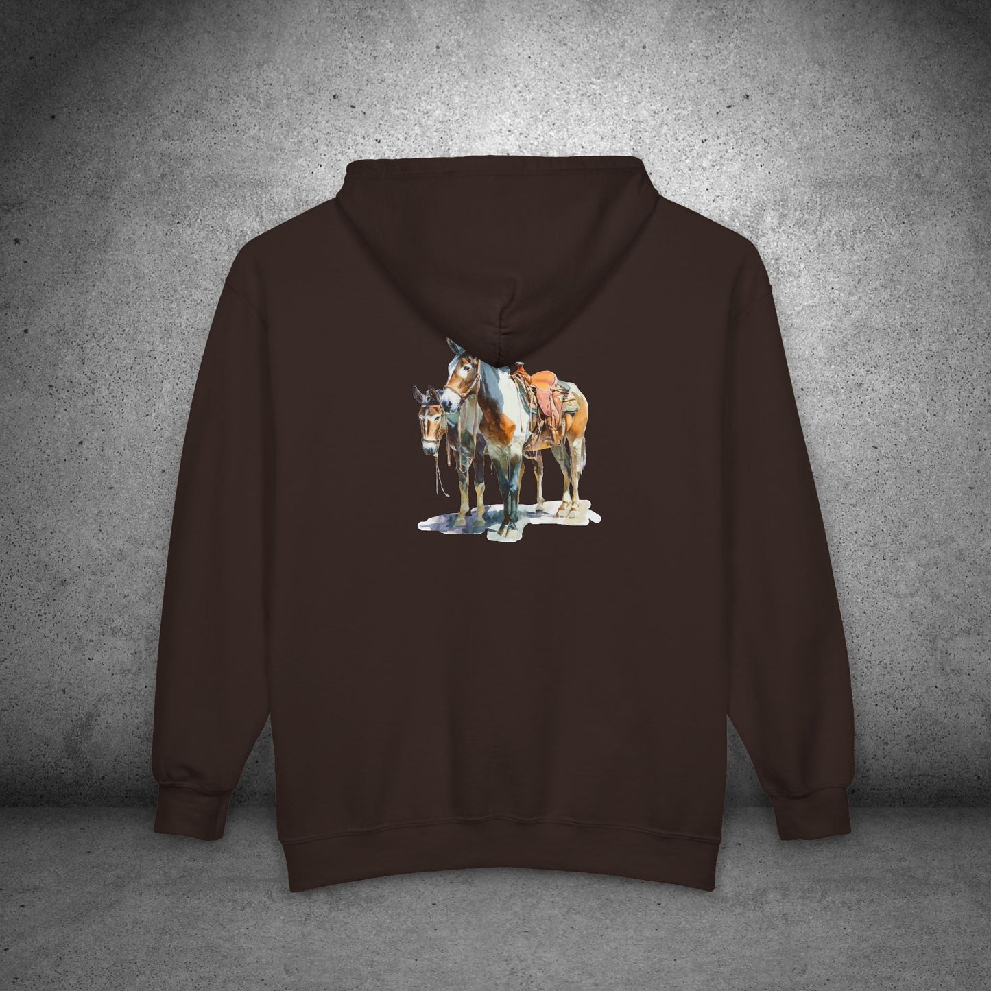 Western Mule Horse Full Zip Hoodie - Trail riding Jacket - Barn Coat