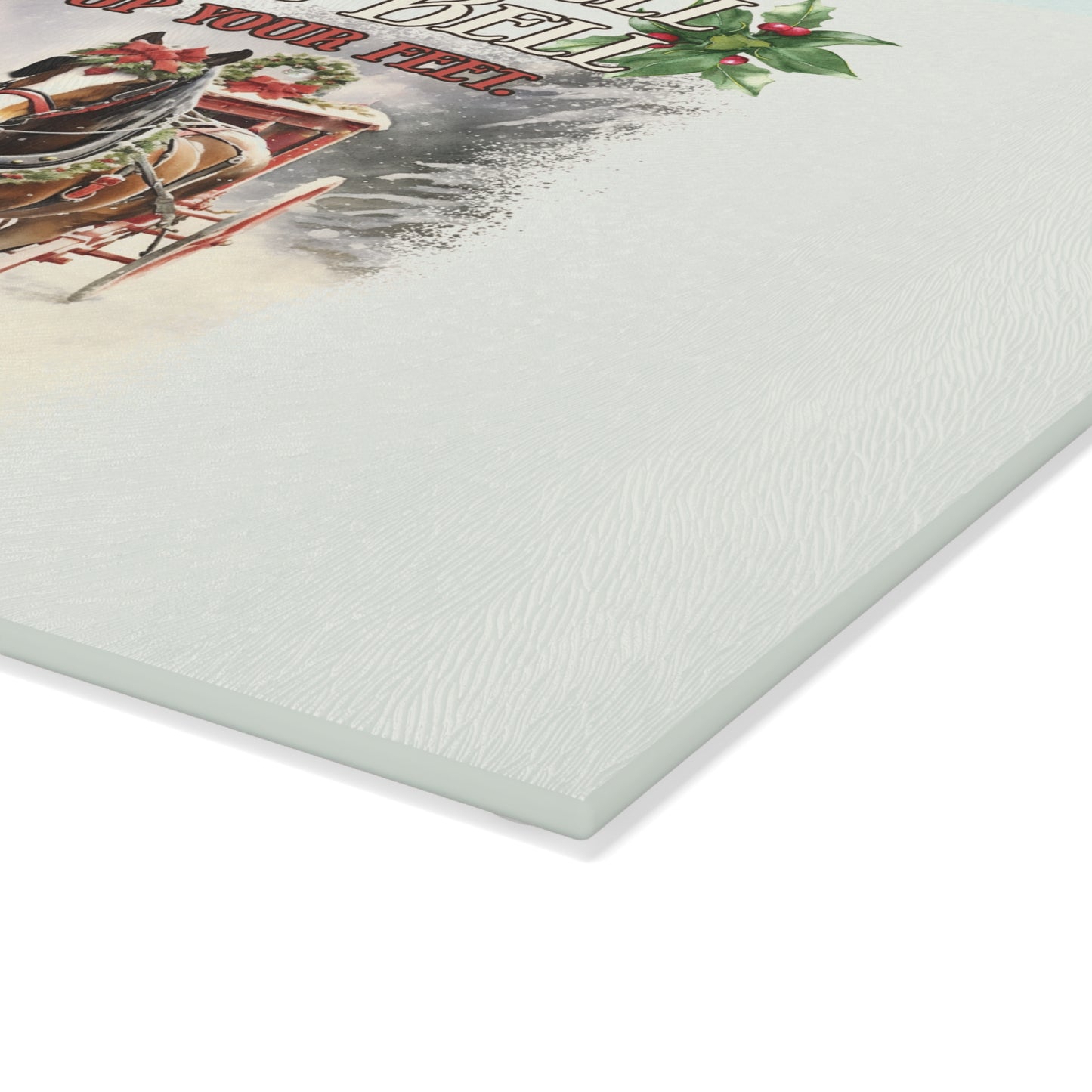 Clydesdale Christmas Horse glass cutting board – Personalized Holiday Horse Decor