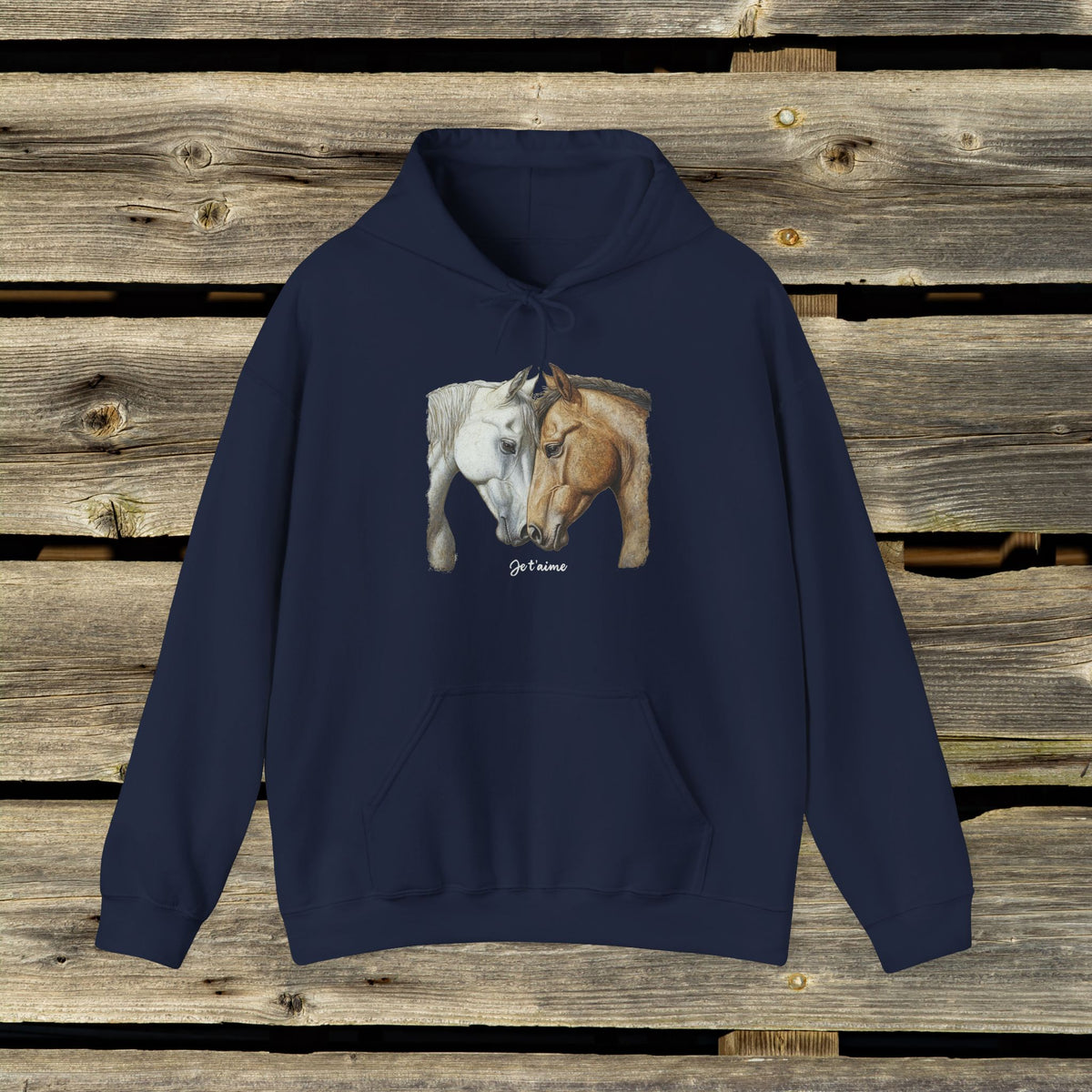 Je T’aime Horse Hoodie - Two Horses Equestrian Sweatshirt