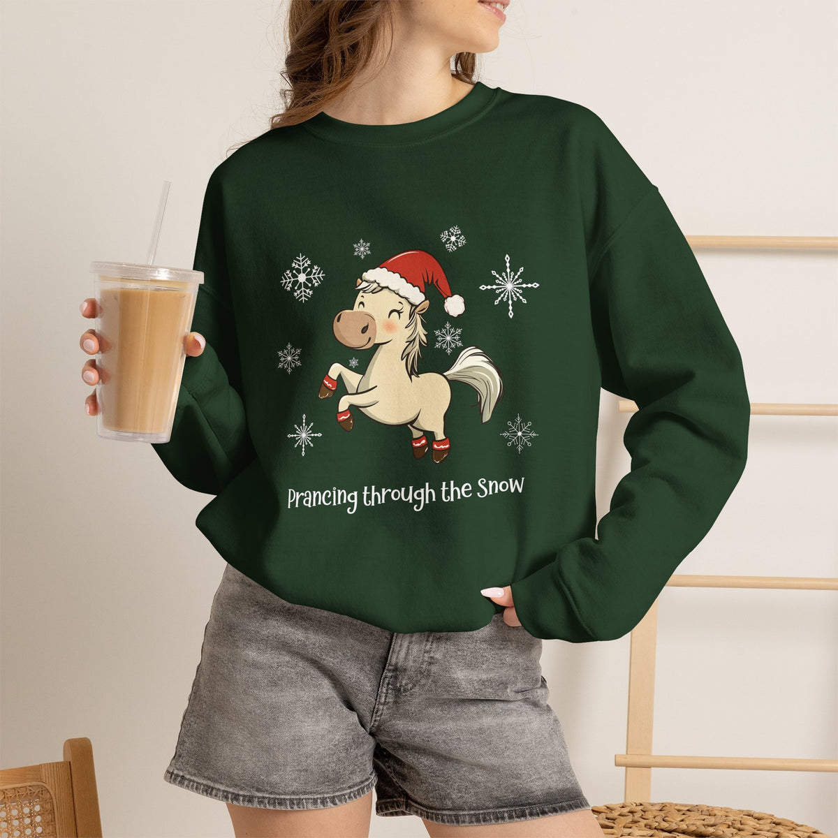 Prancing Through the Snow Horse Christmas Sweatshirt