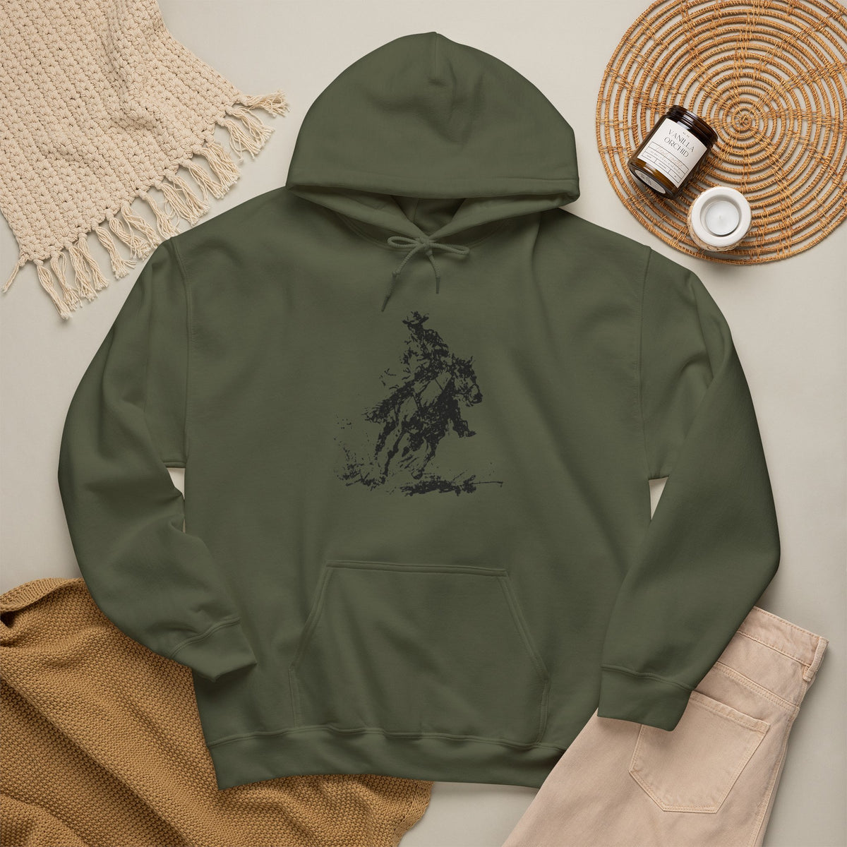 Western Ranch Horse Art Hoodie - Equestrian Sketch Sweatshirt