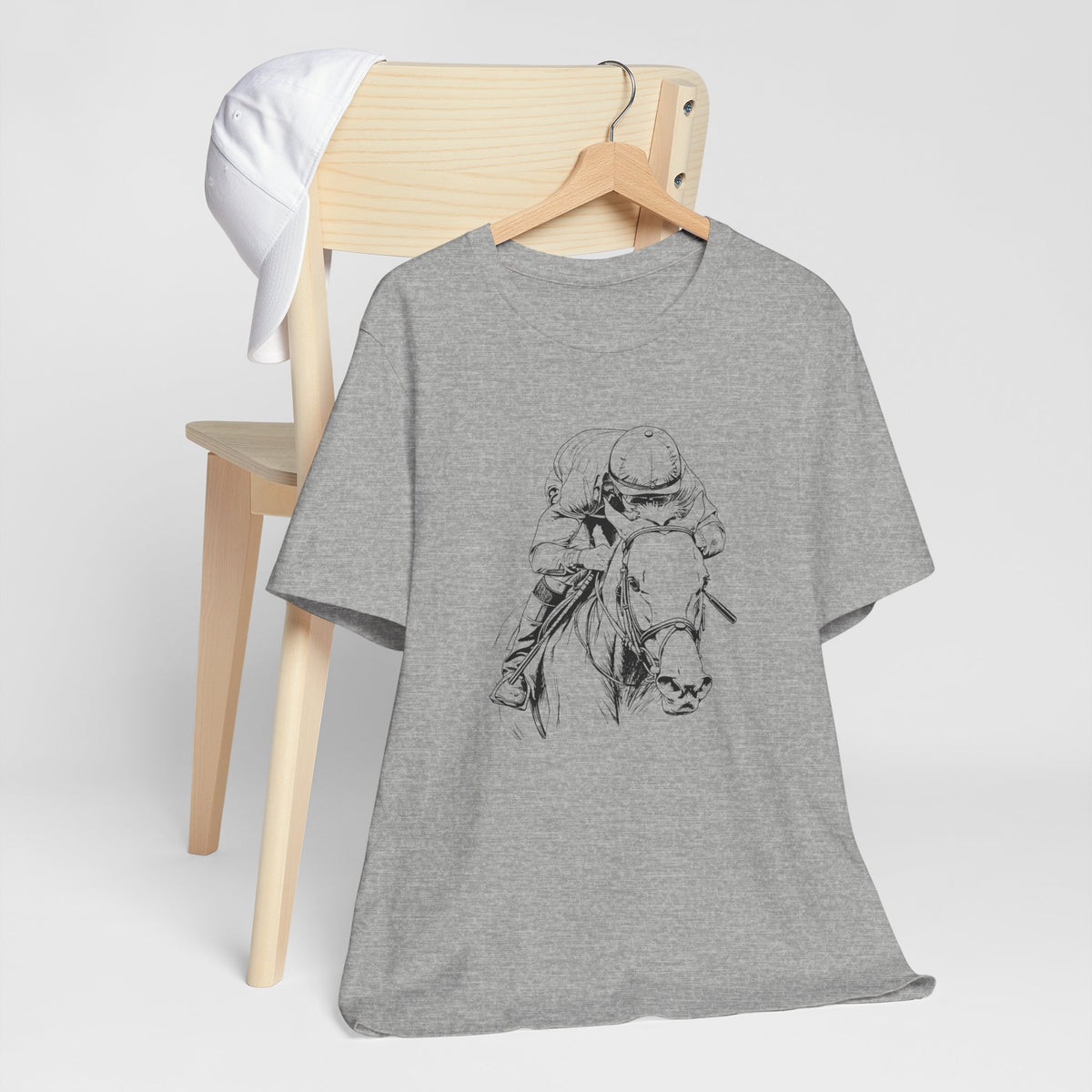 Thoroughbred Horse Racing T-Shirt – Cotton Jockey & Racehorse Art