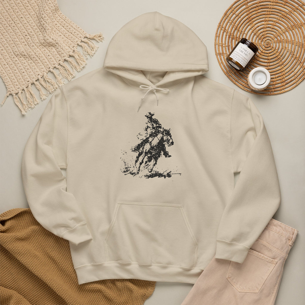 Western Ranch Horse Art Hoodie - Equestrian Sketch Sweatshirt