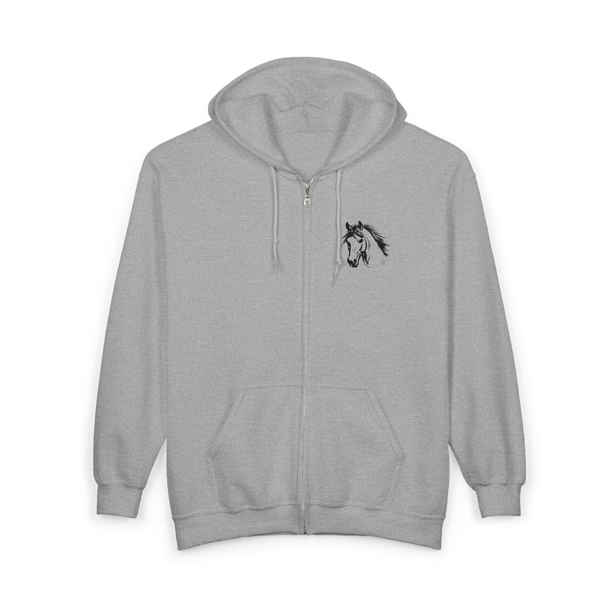 Horse Full Zip Hoodie, Galloping Horse Jacket, Equestrian Hoodie, Horse Lover Gift