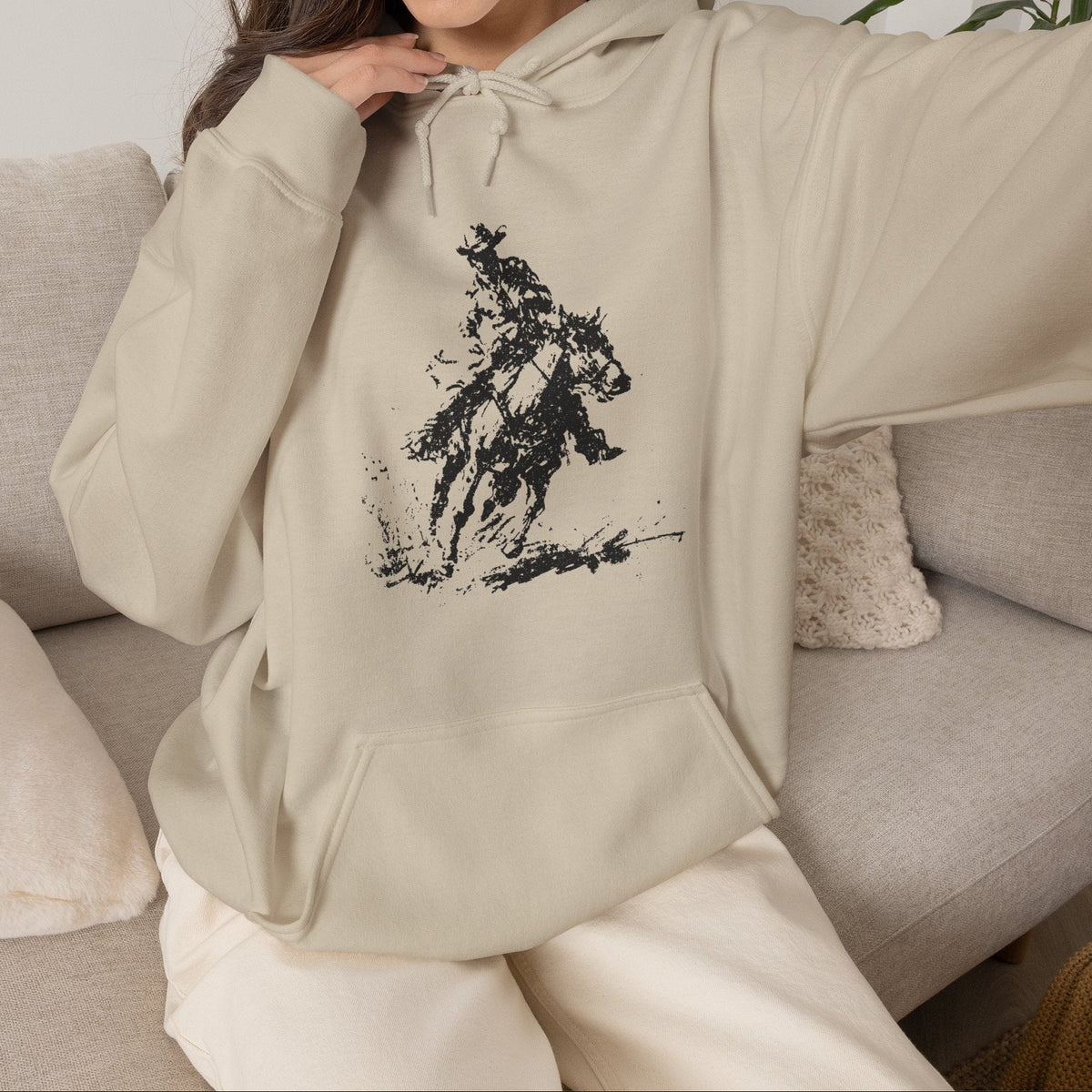 Western Ranch Horse Art Hoodie - Equestrian Sketch Sweatshirt