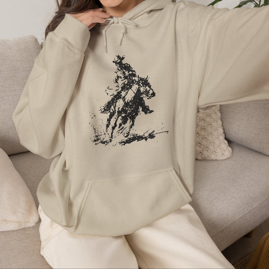 Western Ranch Horse Art Hoodie - Equestrian Sketch Sweatshirt