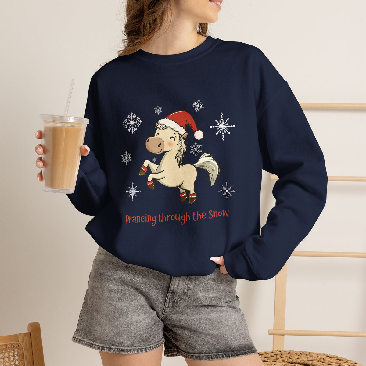 Prancing Through the Snow Horse Christmas Sweatshirt