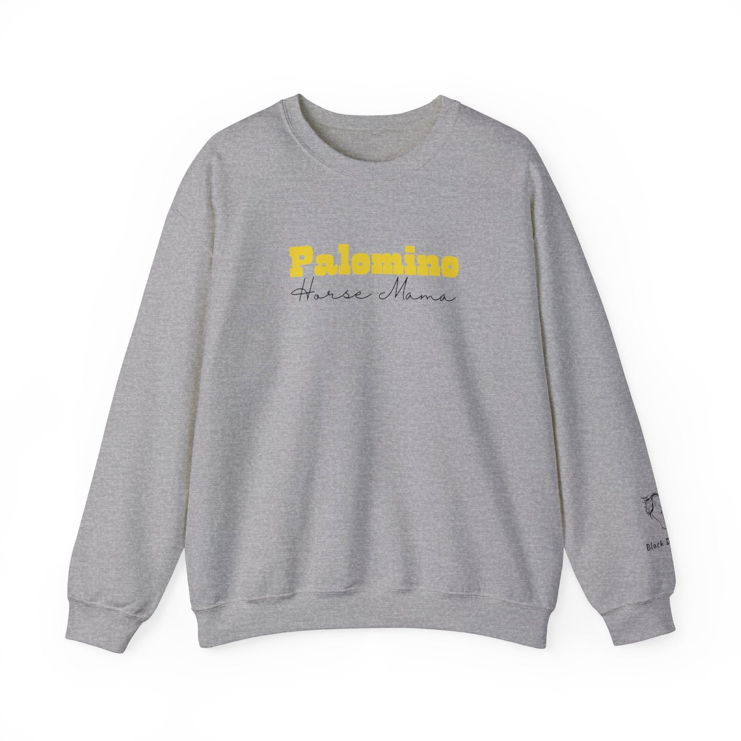 Personalized Palomino Horse Mama Sweatshirt with Horse Name on Sleeve