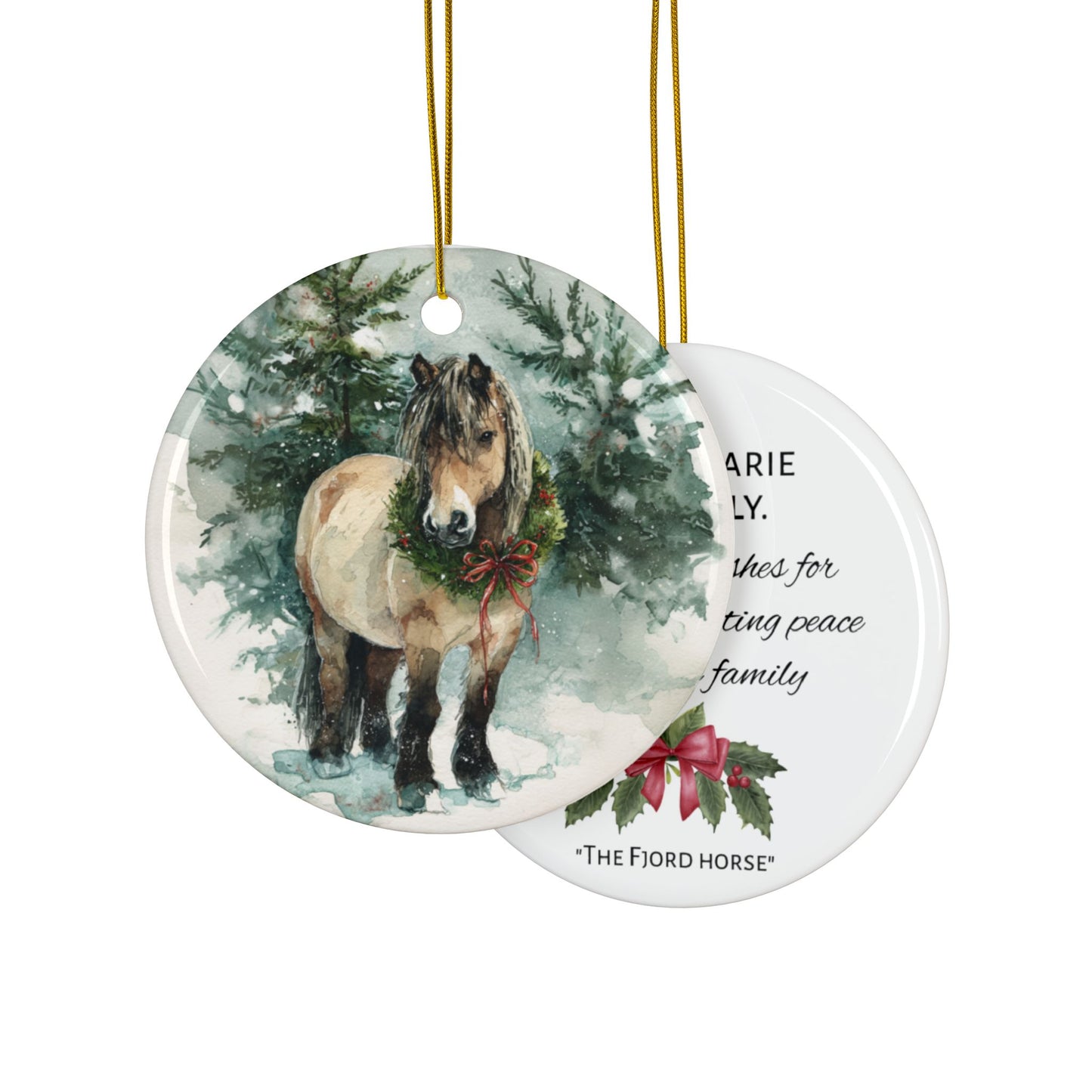 Personalized Fjord Horse Christmas Ornament