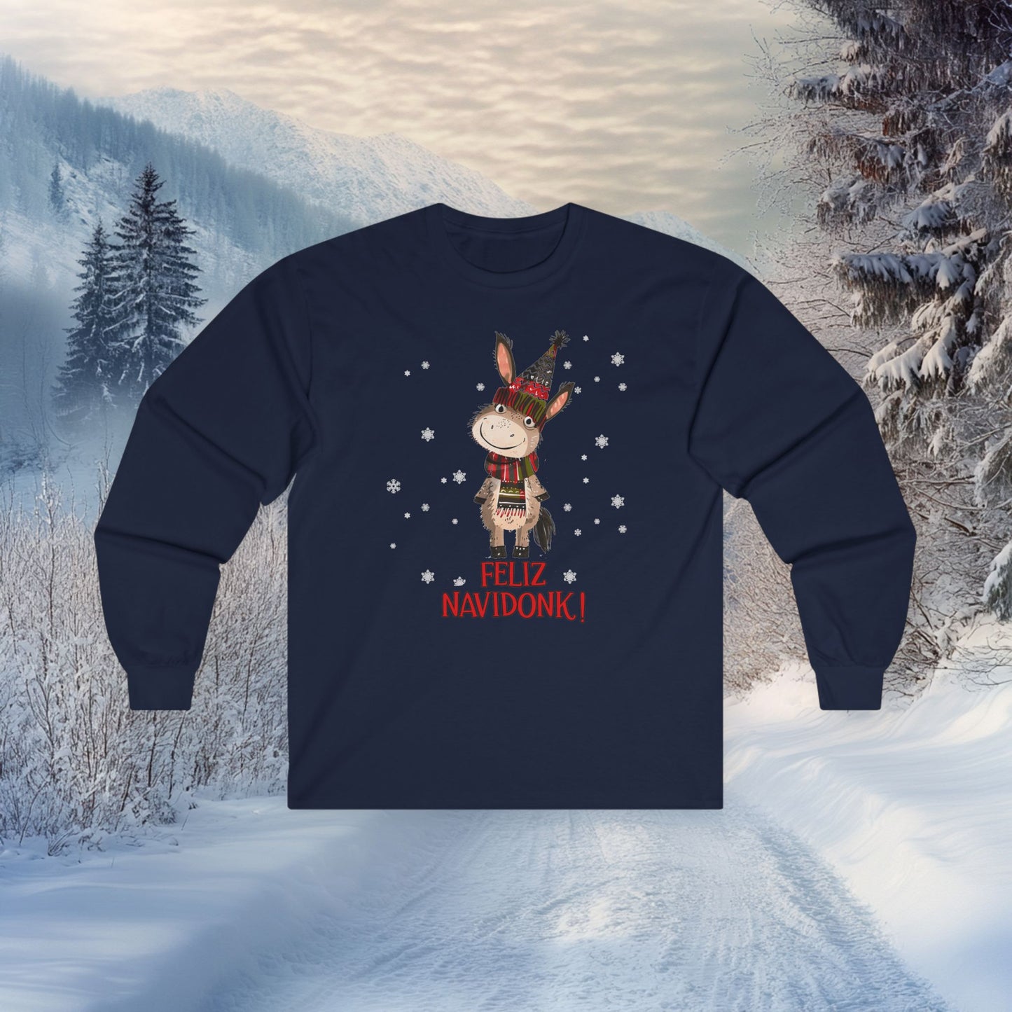 Feliz Navidonk Donkey Christmas Long Sleeve Shirt