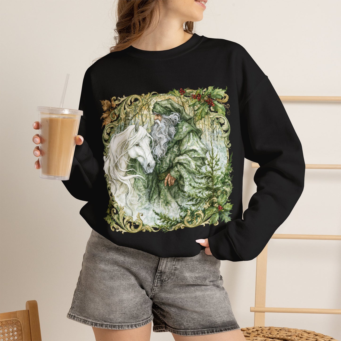 A Christmas Visit Horse Christmas Sweatshirt – Father Christmas