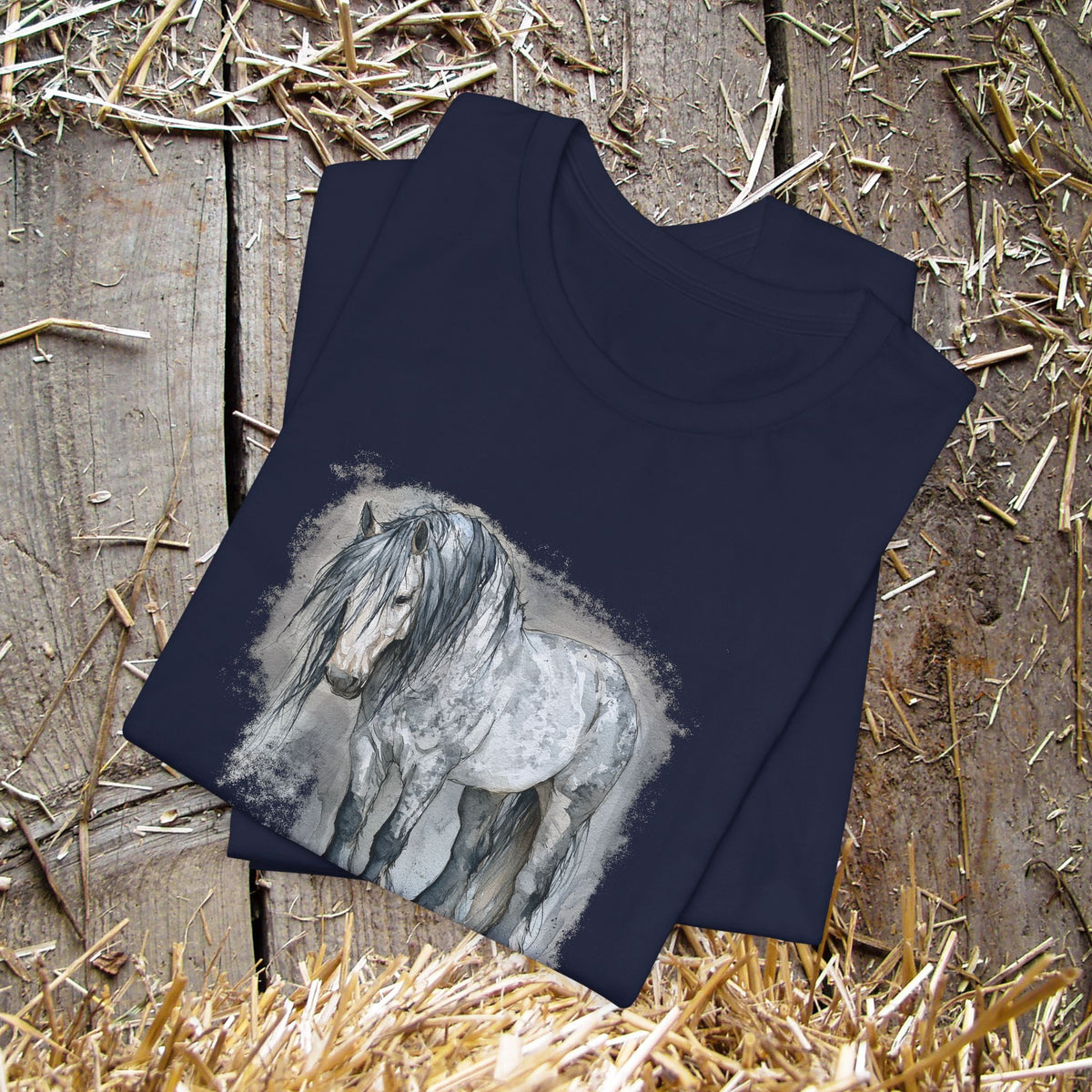 Percheron Horse T-Shirt – Watercolor Draft Horse Bella Canvas Tee