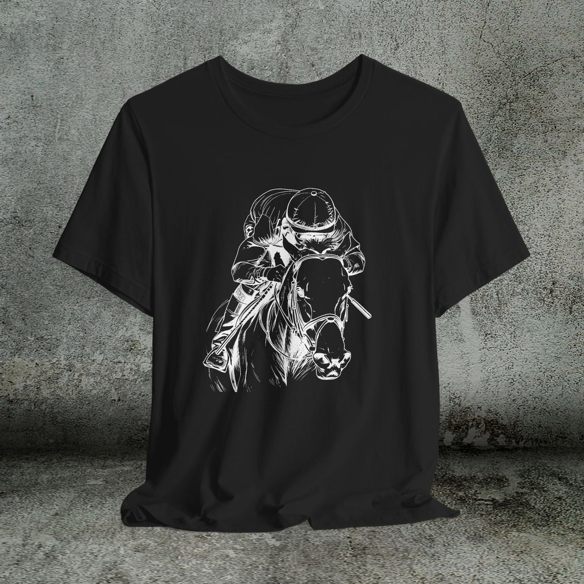 Thoroughbred Horse Racing T-Shirt – Cotton Jockey & Racehorse Art