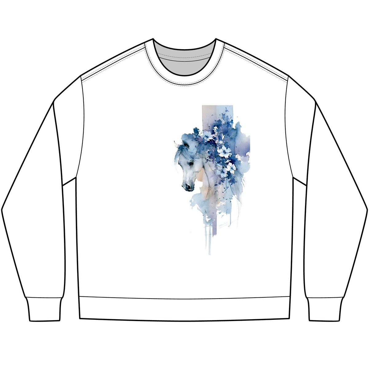 Watercolor Horse Long Sleeve Shirt – Oversized Equestrian Tee