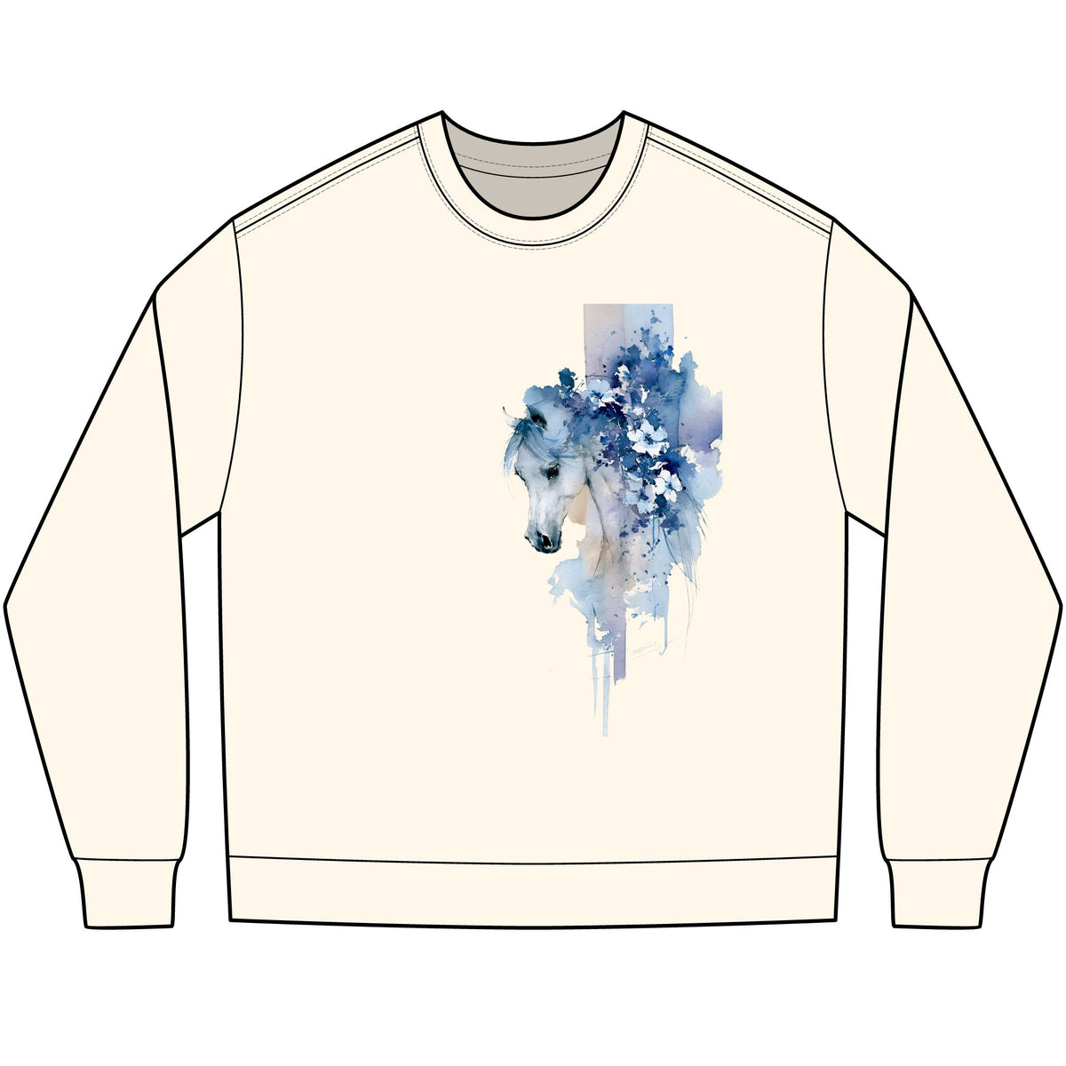 Watercolor Horse Long Sleeve Shirt – Oversized Equestrian Tee