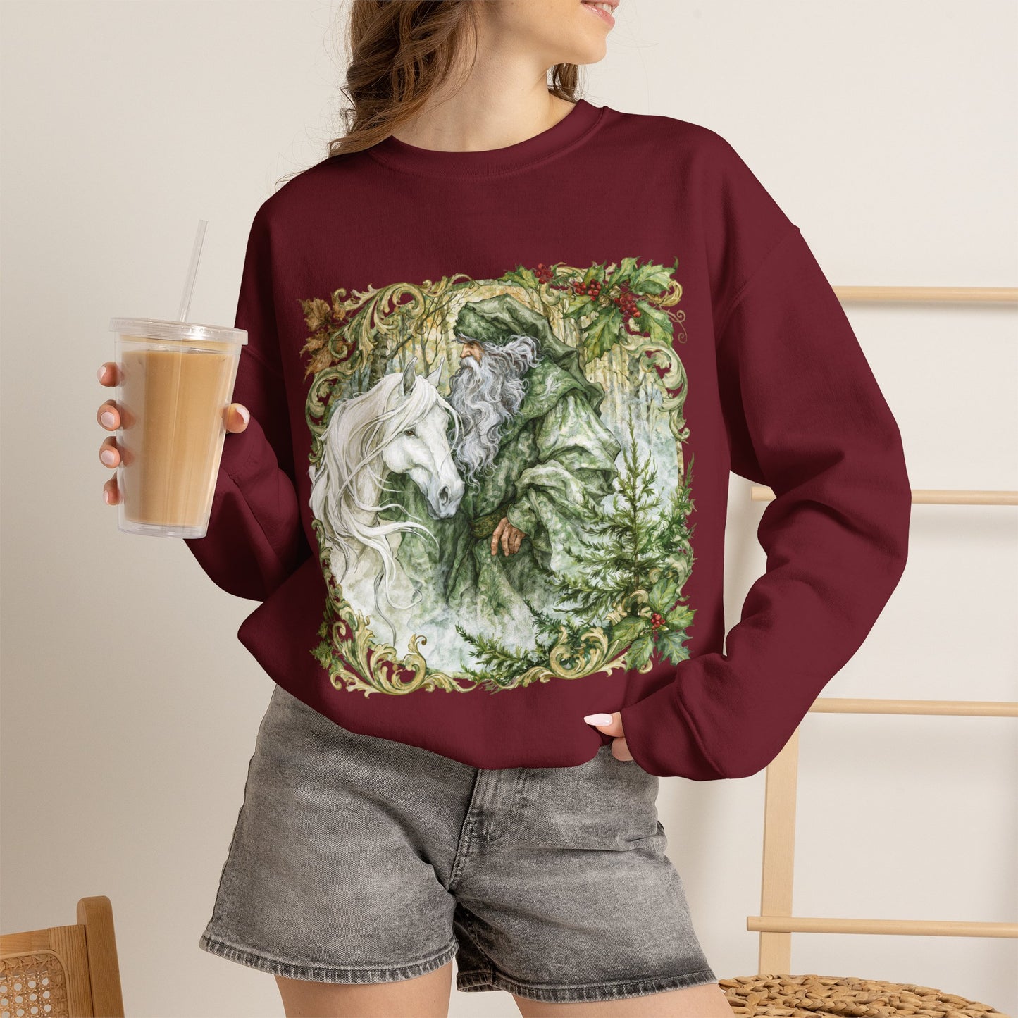 A Christmas Visit Horse Christmas Sweatshirt – Father Christmas