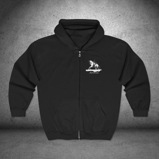 Dressage Horse Zip Hoodie | Personalized Equestrian Full Zip Sweatshirt | Barn Jacket| Horse Show Apparel | Wearable Horse Art Gift