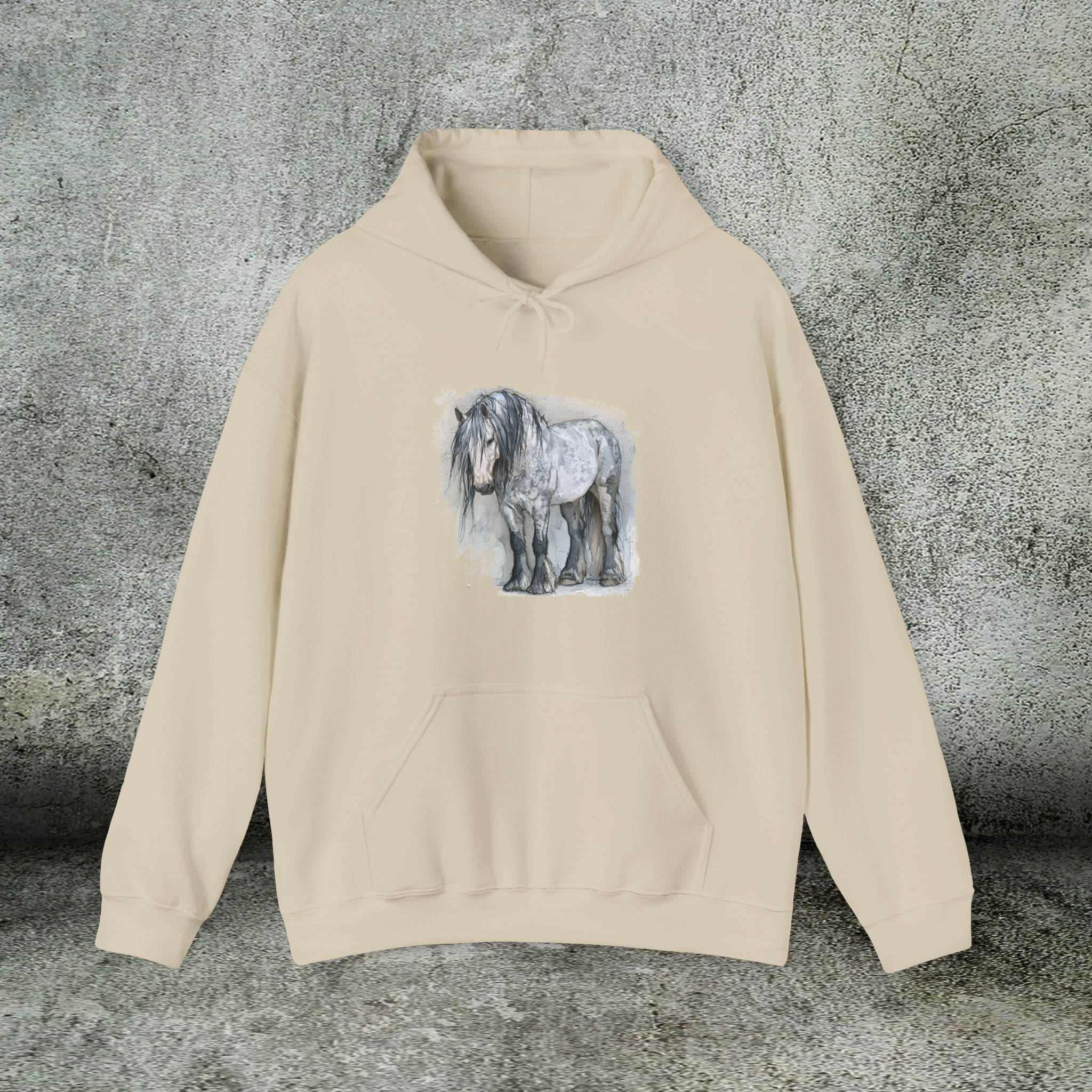 Percheron Horse Hoodie – Gray Draft Horse Watercolor Sweatshirt
