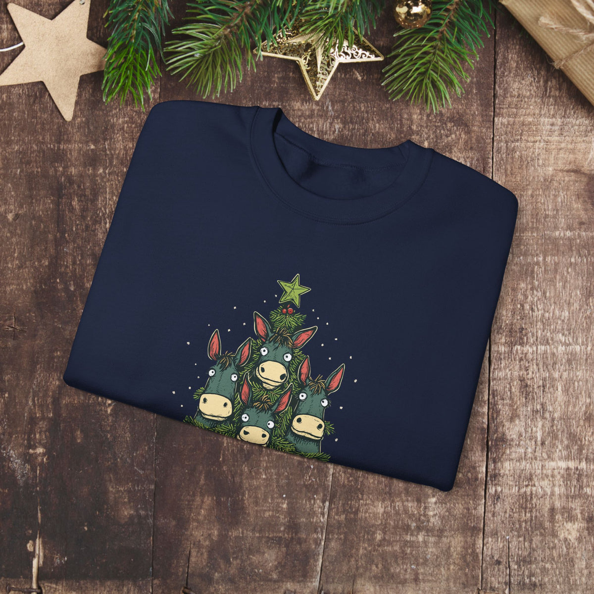 Happy Mule-Tide Christmas Sweatshirt – Funny Mule Christmas Tree Crewneck
