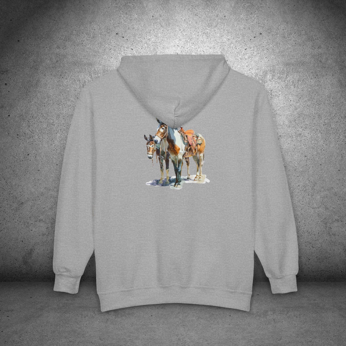 Western Mule Horse Full Zip Hoodie - Trail riding Jacket - Barn Coat