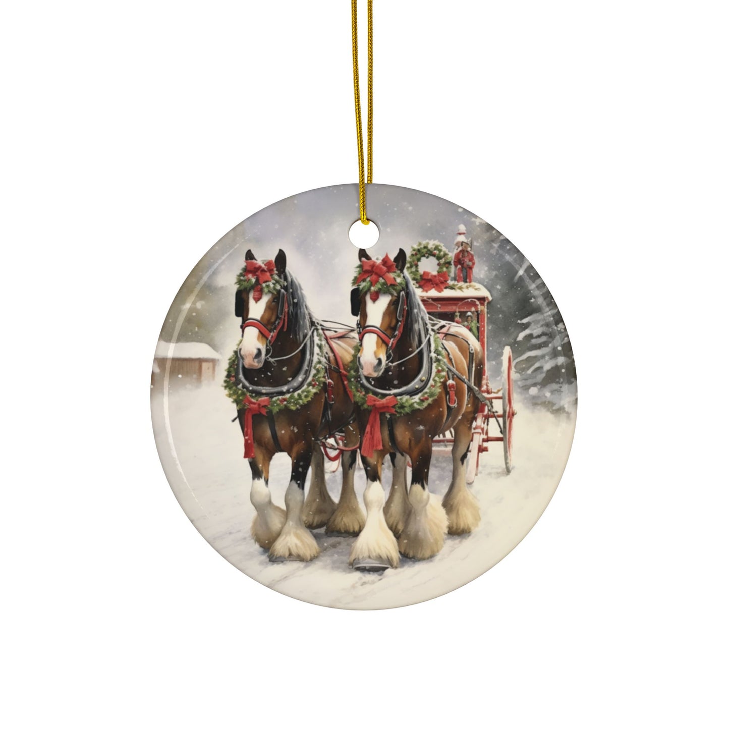Personalized Clydesdale Sleigh Horse Christmas Ornament
