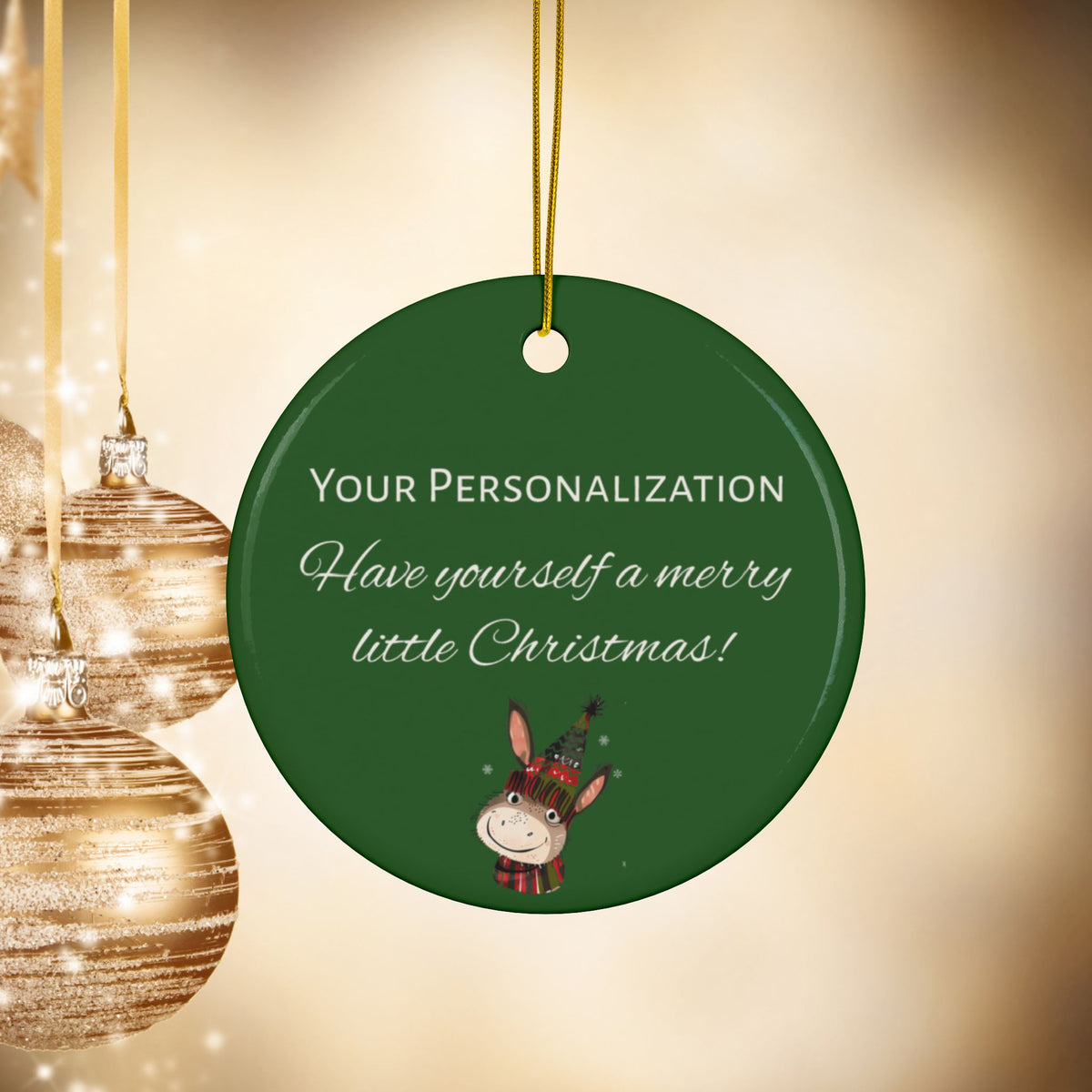 Whimsical Donkey Ornament Personalized - Christmas Ornament