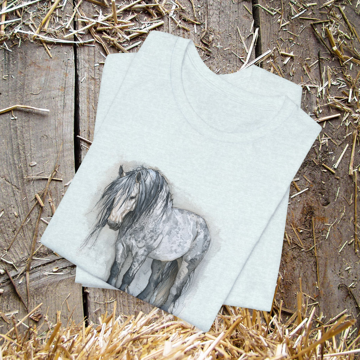 Percheron Horse T-Shirt – Watercolor Draft Horse Bella Canvas Tee