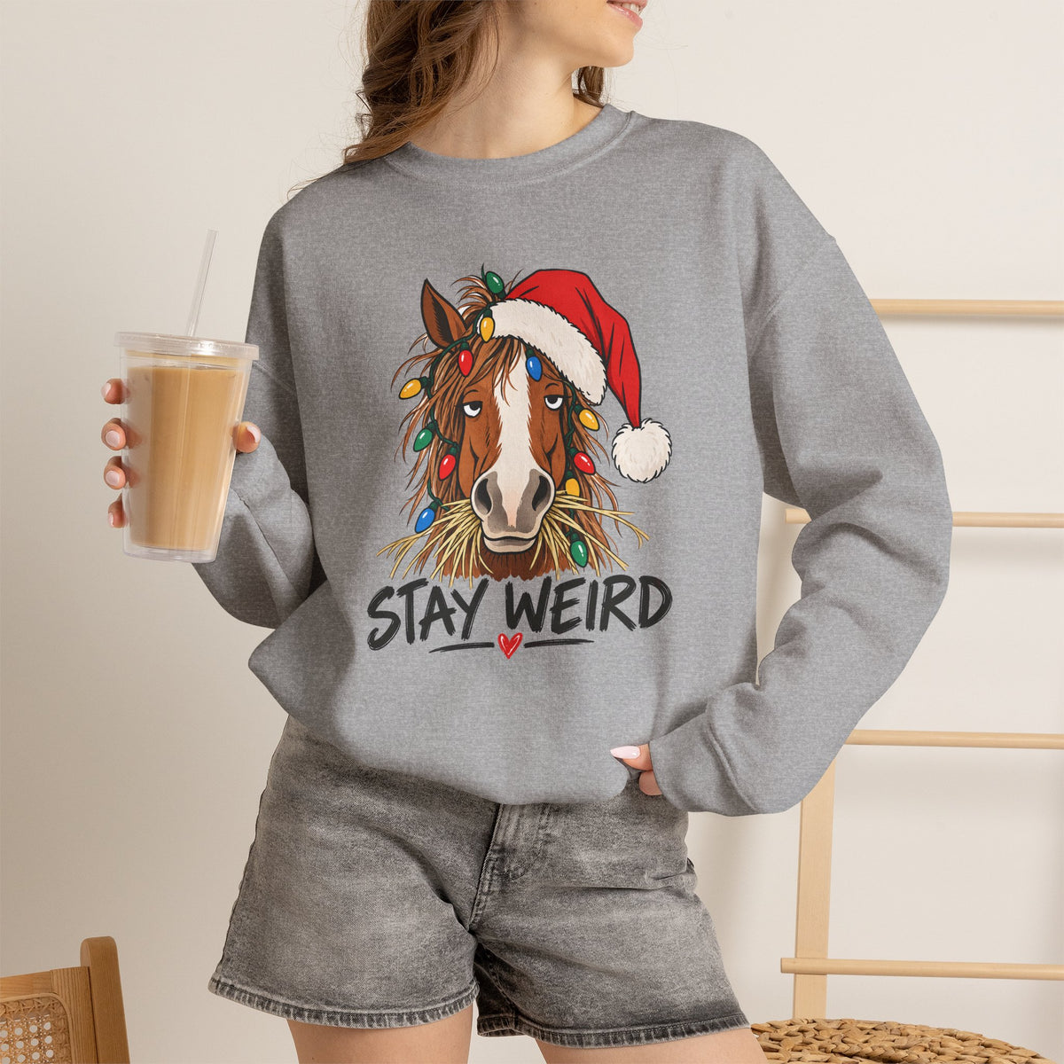 Stay Weird Horse Christmas Sweatshirt - Funny Horse Holiday Shirt